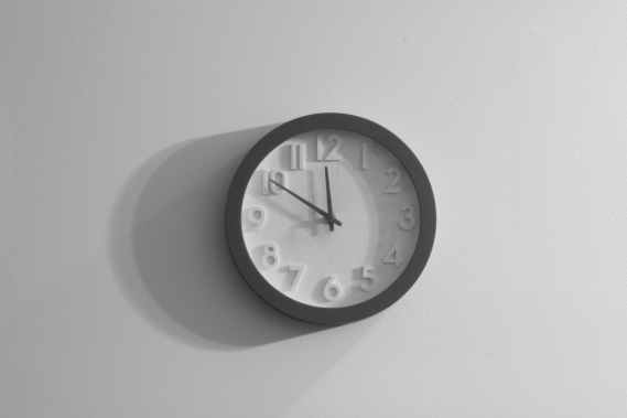 black and white wall clock